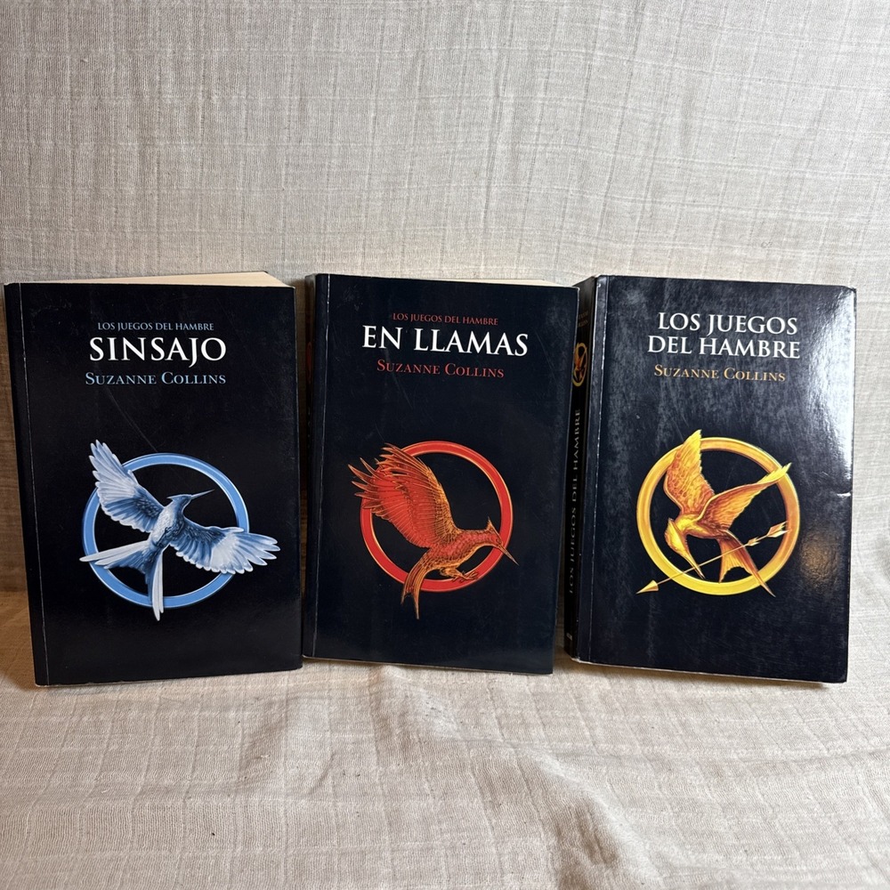 SPANISH HUNGER GAMES set 3~Suzanne Collins~SINSAJO~LOS JUEGOS HAMBRE~EN LLAMAS
